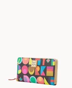 Art Deco Large Zip Around Wristlet