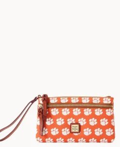 Collegiate Clemson University Double Zip Wristlet
