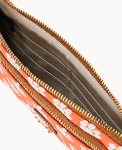 Collegiate Clemson University Double Zip Wristlet