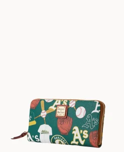 MLB Athletics Large Zip Around Wristlet
