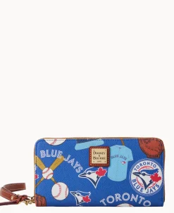 MLB Blue Jays Large Zip Around Wristlet