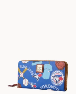 MLB Blue Jays Large Zip Around Wristlet