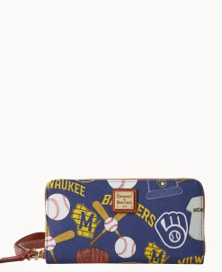 MLB Brewers Large Zip Around Wristlet