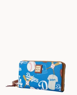 MLB Dodgers Large Zip Around Wristlet