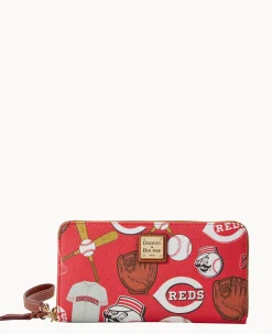 MLB Reds Large Zip Around Wristlet