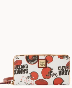 NFL Browns Large Zip Around Wristlet