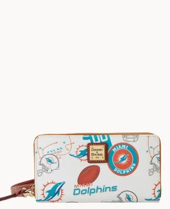 NFL Dolphins Large Zip Around Wristlet
