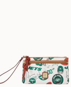 NFL Jets Double Zip Wristlet