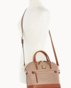 Ostrich Domed Zip Satchel