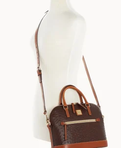 Ostrich Domed Zip Satchel