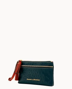 Ostrich Double Zip Wristlet