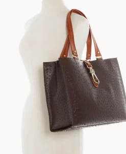Ostrich Large Logo Lock Tote