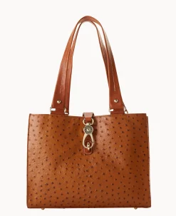 Ostrich Medium Logo Lock Tote
