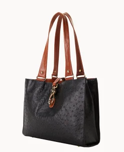 Ostrich Medium Logo Lock Tote