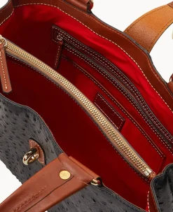 Ostrich Medium Logo Lock Tote