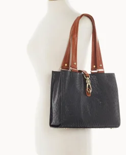 Ostrich Medium Logo Lock Tote