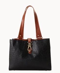 Ostrich Medium Logo Lock Tote
