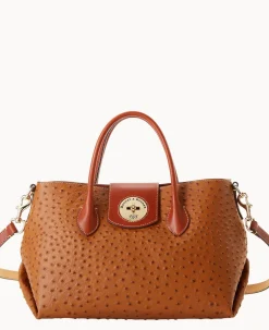 Ostrich Turnlock Handle Tote 30