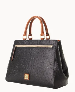 Ostrich Zip Satchel