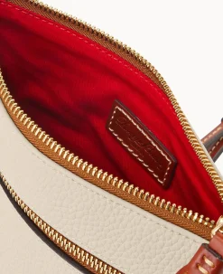 Pebble Grain Double Zip Tassel Crossbody