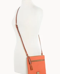 Pebble Grain Double Zip Tassel Crossbody