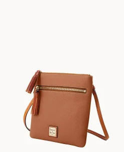 Pebble Grain Double Zip Tassel Crossbody