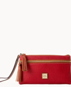 Pebble Grain Double Zip Wristlet