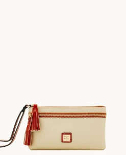 Pebble Grain Double Zip Wristlet