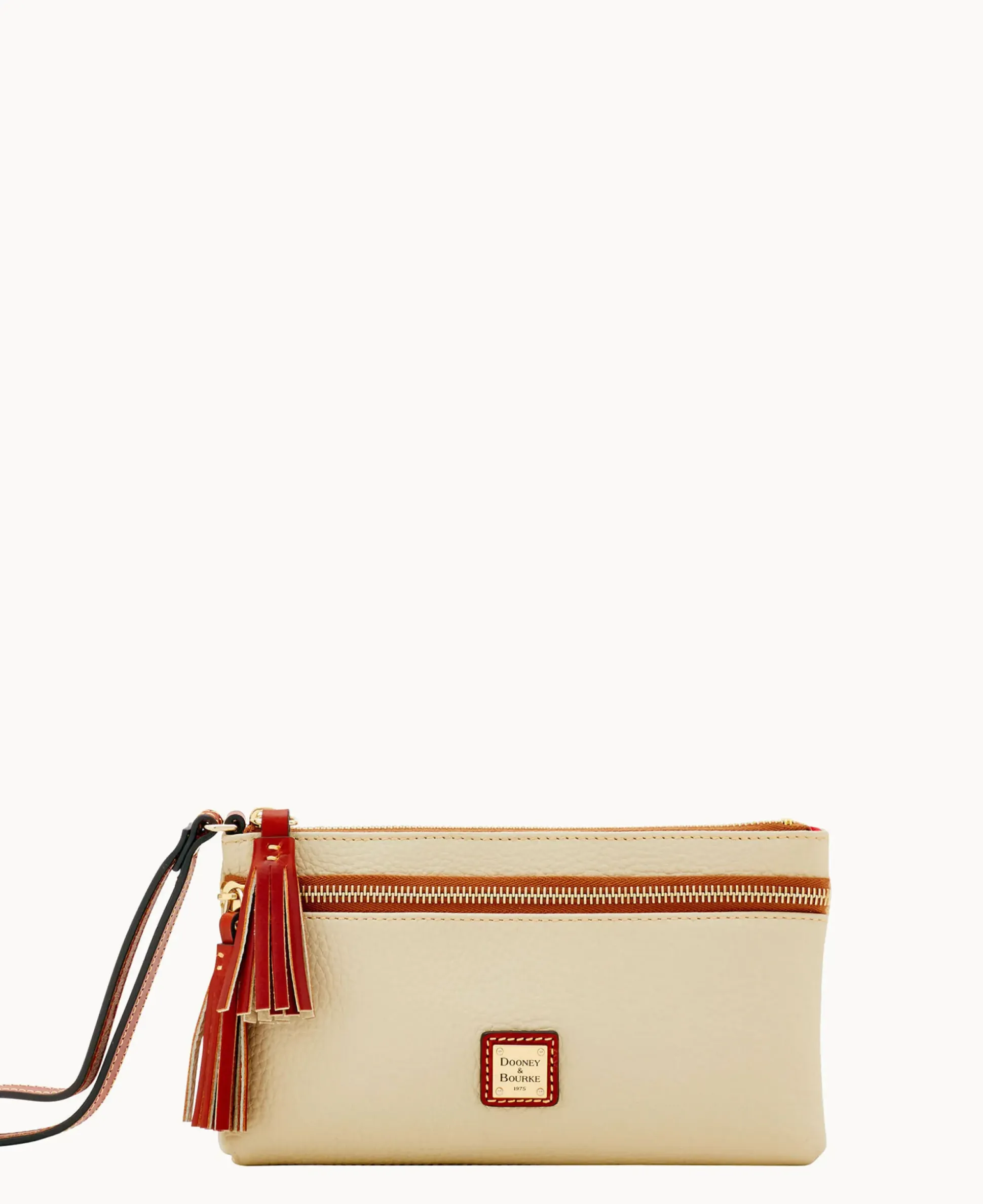 Pebble Grain Double Zip Wristlet