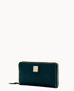 Pebble Grain Large Zip Around Wristlet