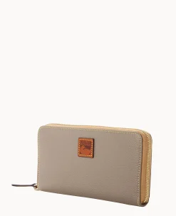 Pebble Grain Large Zip Around Wristlet