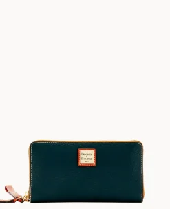 Pebble Grain Large Zip Around Wristlet