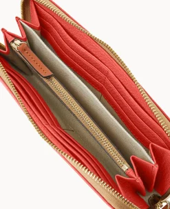 Pebble Grain Large Zip Around Wristlet