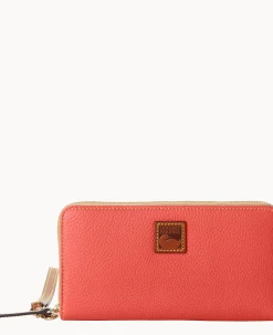 Pebble Grain Large Zip Around Wristlet