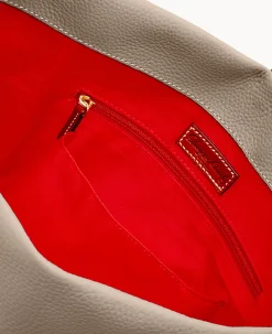 Pebble Grain Logo Lock Shoulder Bag with Pouch