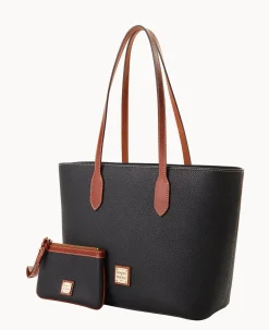Pebble Grain Tote With Medium Wristlet