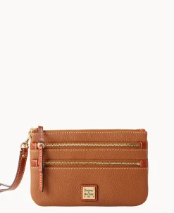 Pebble Grain Triple Zip Wristlet