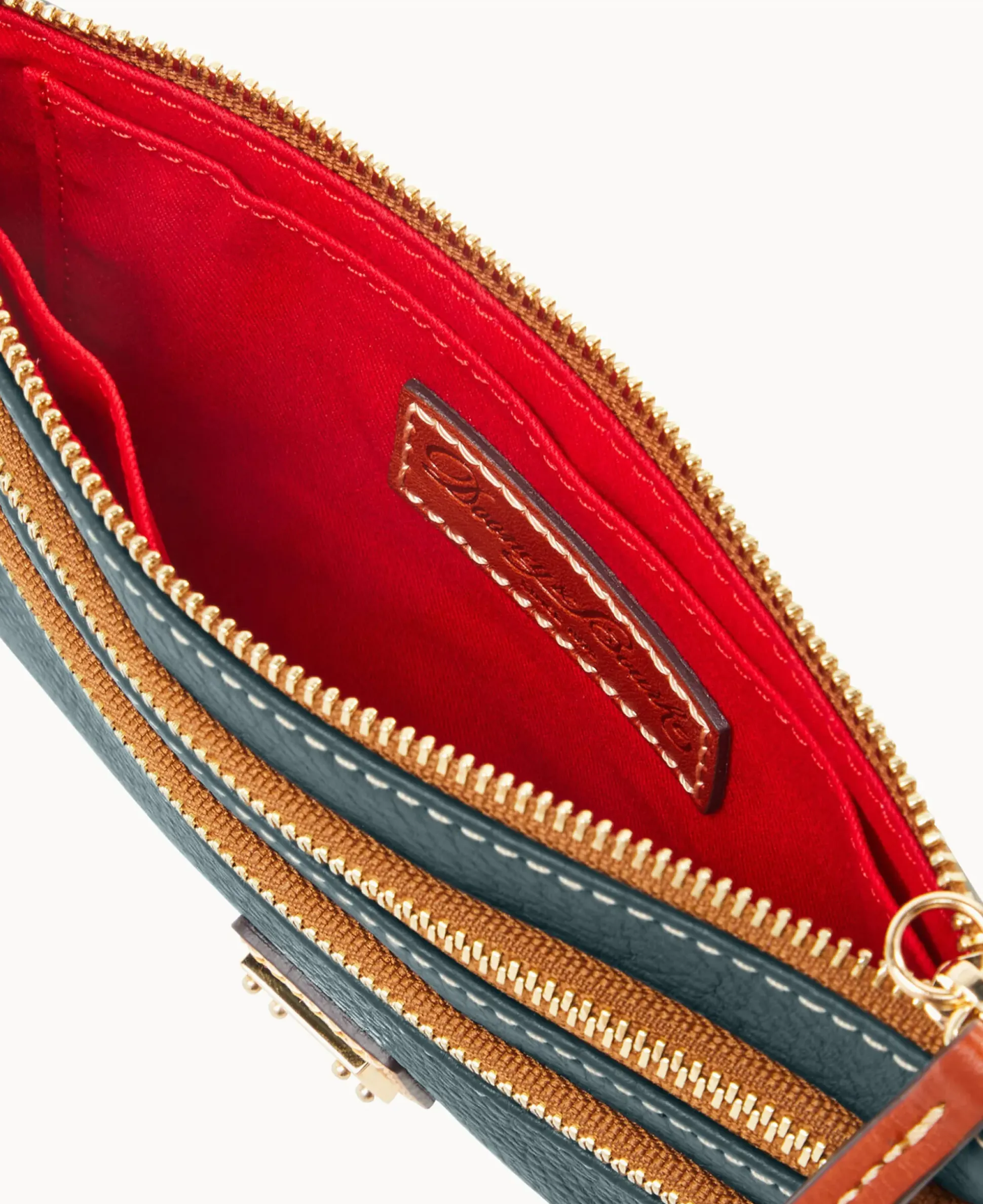 Pebble Grain Triple Zip Wristlet