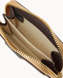 Pebble Grain Zip Around Credit Card Case