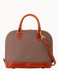 Pebble Grain Zip Zip Satchel