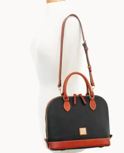 Pebble Grain Zip Zip Satchel