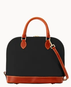 Pebble Grain Zip Zip Satchel