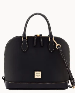 Pebble Grain Zip Zip Satchel