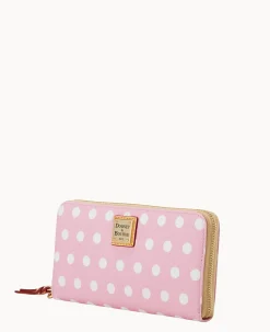 Polka Dot Large Zip Around Wallet