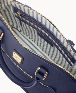 Saffiano Domed Zip Satchel
