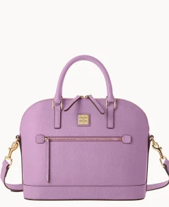 Saffiano Domed Zip Satchel