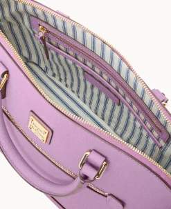 Saffiano Domed Zip Satchel