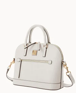 Saffiano Domed Zip Satchel