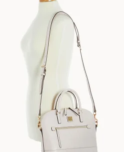 Saffiano Domed Zip Satchel