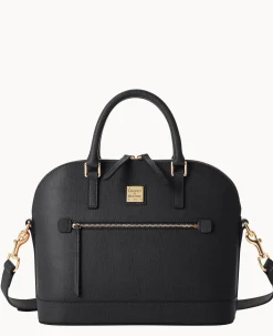 Saffiano Domed Zip Satchel